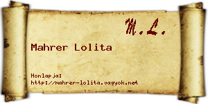 Mahrer Lolita névjegykártya